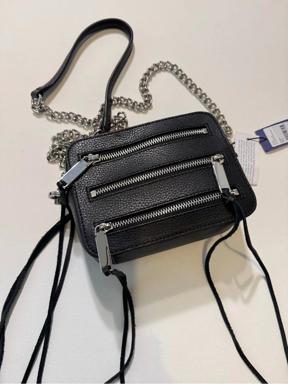 NWT Rebecca Minkoff 4 Zip Moto Camera Black Leather Crossbody Handbag